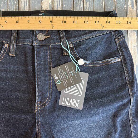 Lularoe Skinny Fit Jeans Size 30 Blue Dark Wash Distressed Raw Hem Stretch NWT - Picture 5 of 10